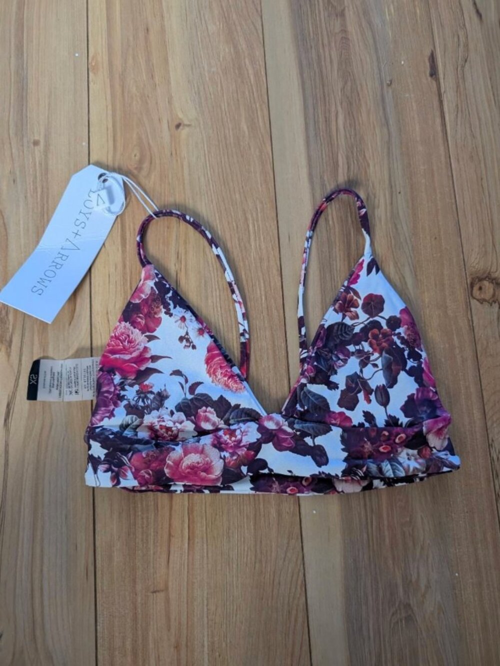 NWT Boys + Arrows Dana the Delinquent Bikini Top - Girl Floral XS